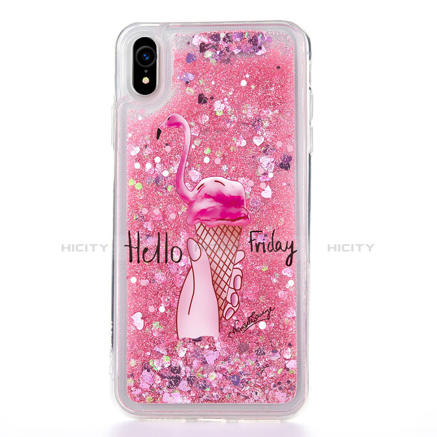 Funda Silicona Ultrafina Carcasa Transparente Flores T20 para Apple iPhone XR Rosa Roja