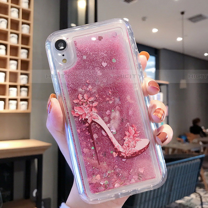 Funda Silicona Ultrafina Carcasa Transparente Flores T21 para Apple iPhone XR Oro Rosa