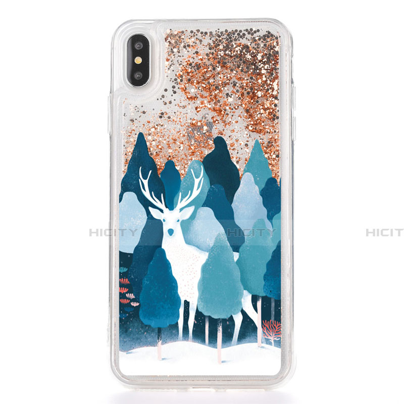 Funda Silicona Ultrafina Carcasa Transparente Flores T22 para Apple iPhone X Oro