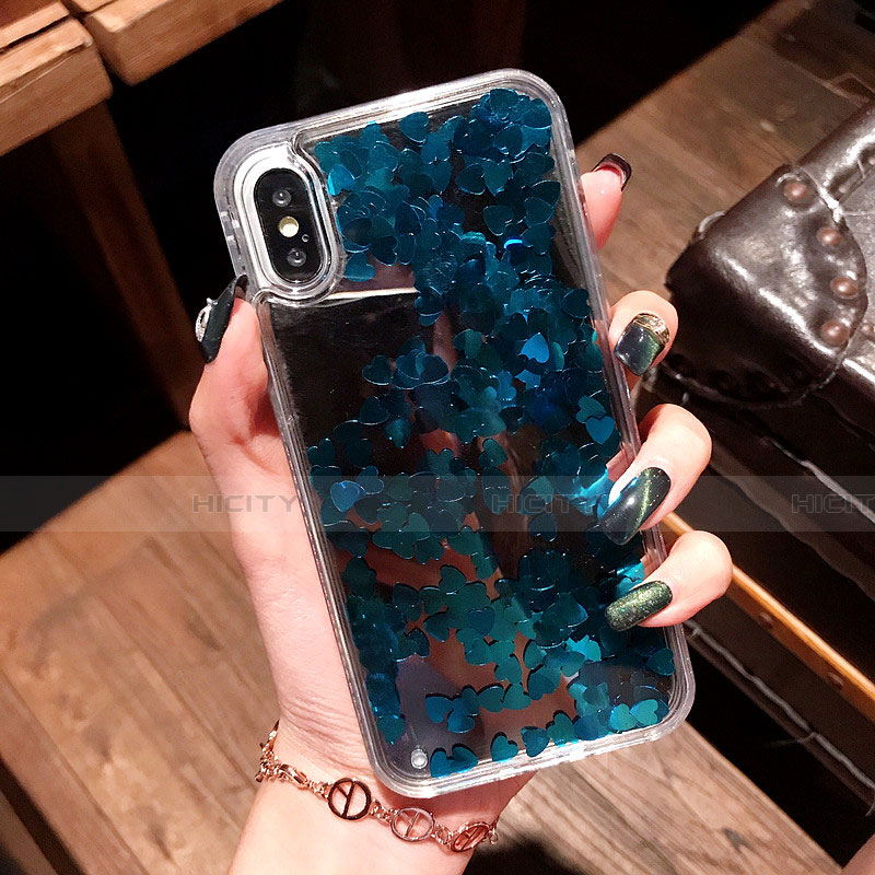 Funda Silicona Ultrafina Carcasa Transparente Flores T26 para Apple iPhone X Azul