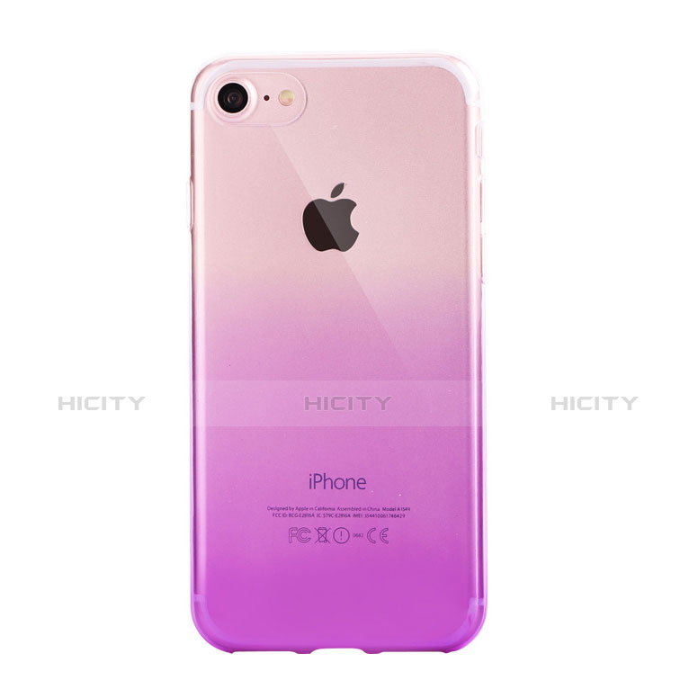 Funda Silicona Ultrafina Carcasa Transparente Gradiente G01 para Apple iPhone 7 Morado