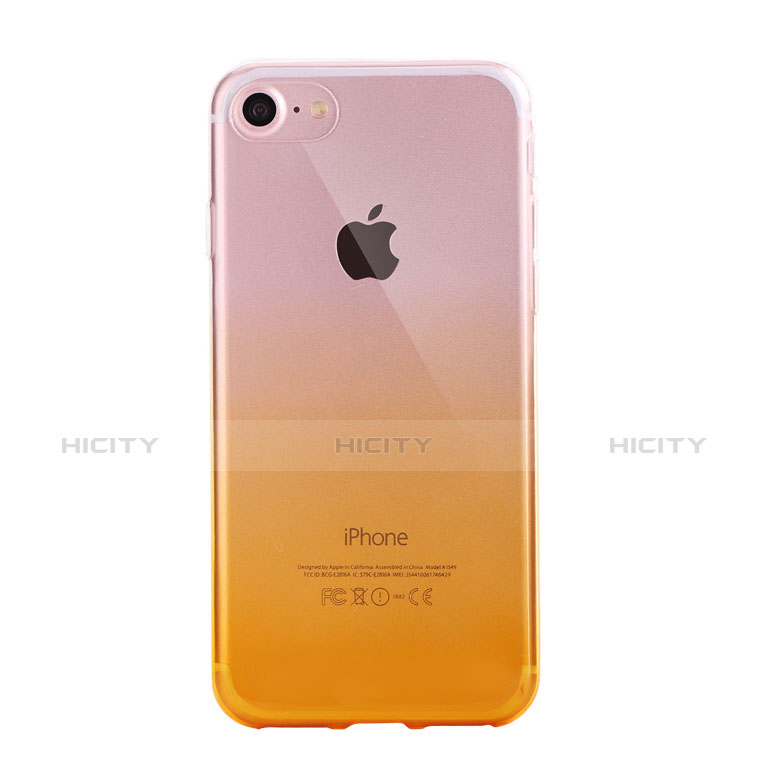 Funda Silicona Ultrafina Carcasa Transparente Gradiente G01 para Apple iPhone 8 Amarillo