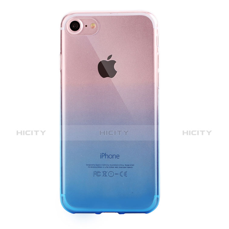 Funda Silicona Ultrafina Carcasa Transparente Gradiente G01 para Apple iPhone 8 Azul