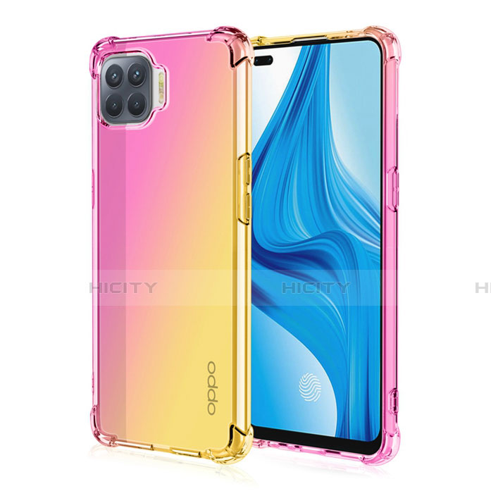 Funda Silicona Ultrafina Carcasa Transparente Gradiente G01 para Oppo A93 Amarillo