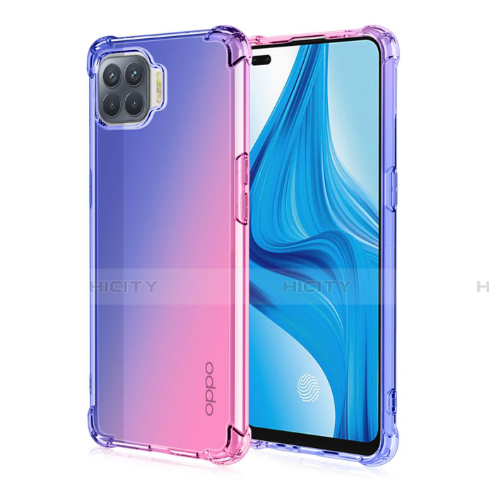 Funda Silicona Ultrafina Carcasa Transparente Gradiente G01 para Oppo A93 Azul