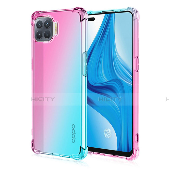 Funda Silicona Ultrafina Carcasa Transparente Gradiente G01 para Oppo A93 Cian