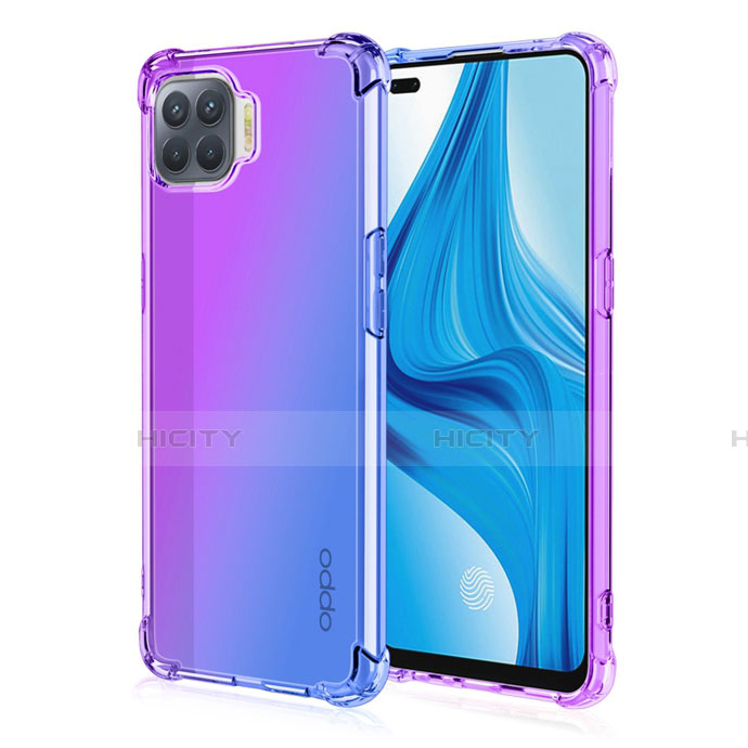 Funda Silicona Ultrafina Carcasa Transparente Gradiente G01 para Oppo A93 Morado