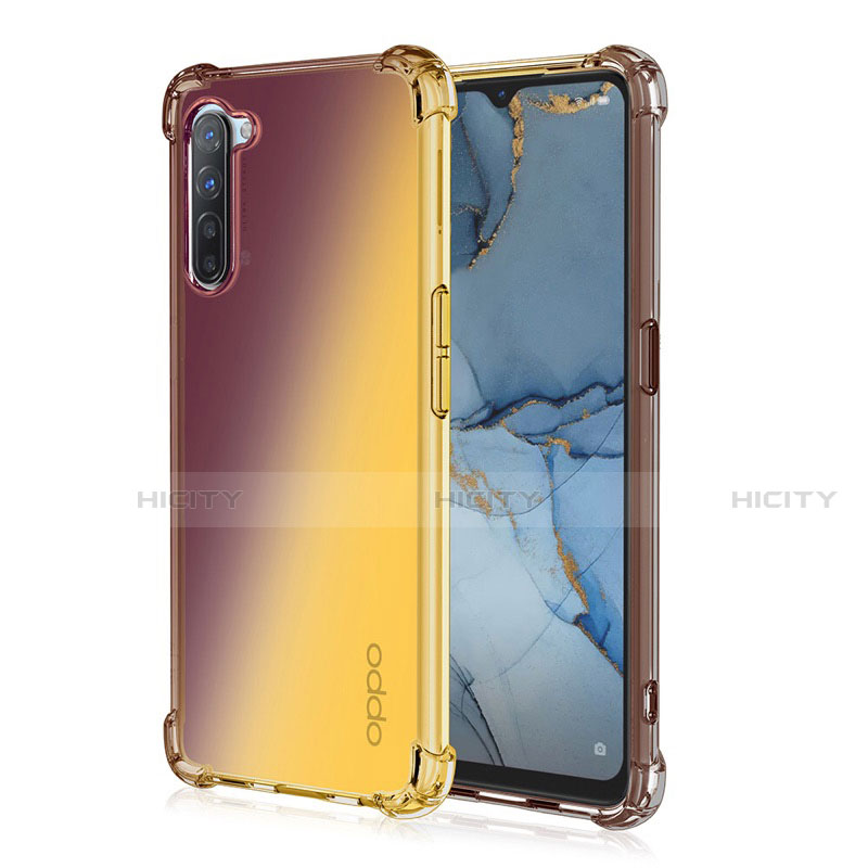 Funda Silicona Ultrafina Carcasa Transparente Gradiente G01 para Oppo F15 Oro