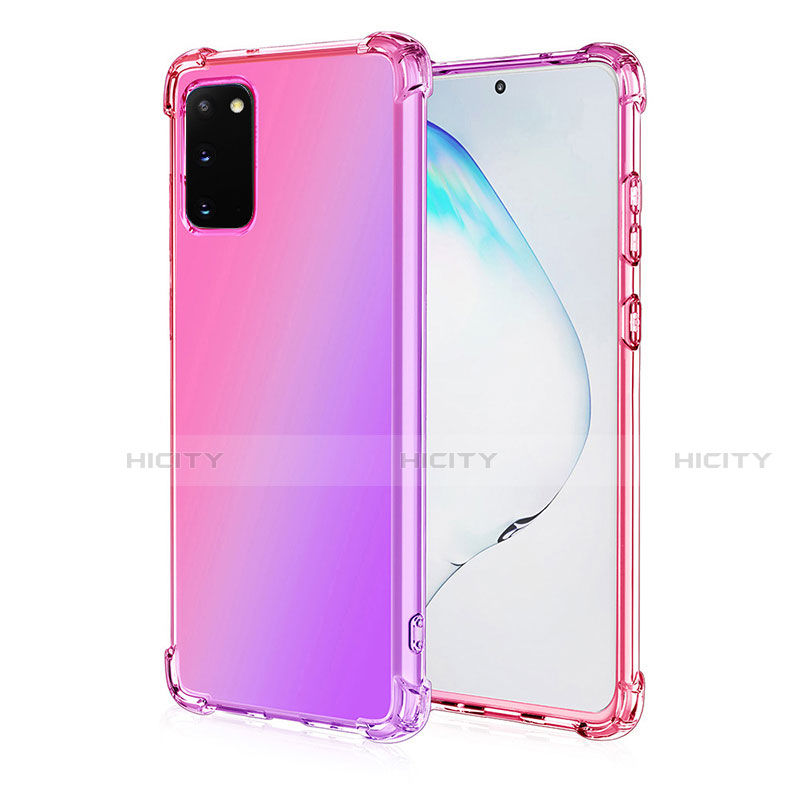 Funda Silicona Ultrafina Carcasa Transparente Gradiente G01 para Samsung Galaxy S20 5G Oro Rosa