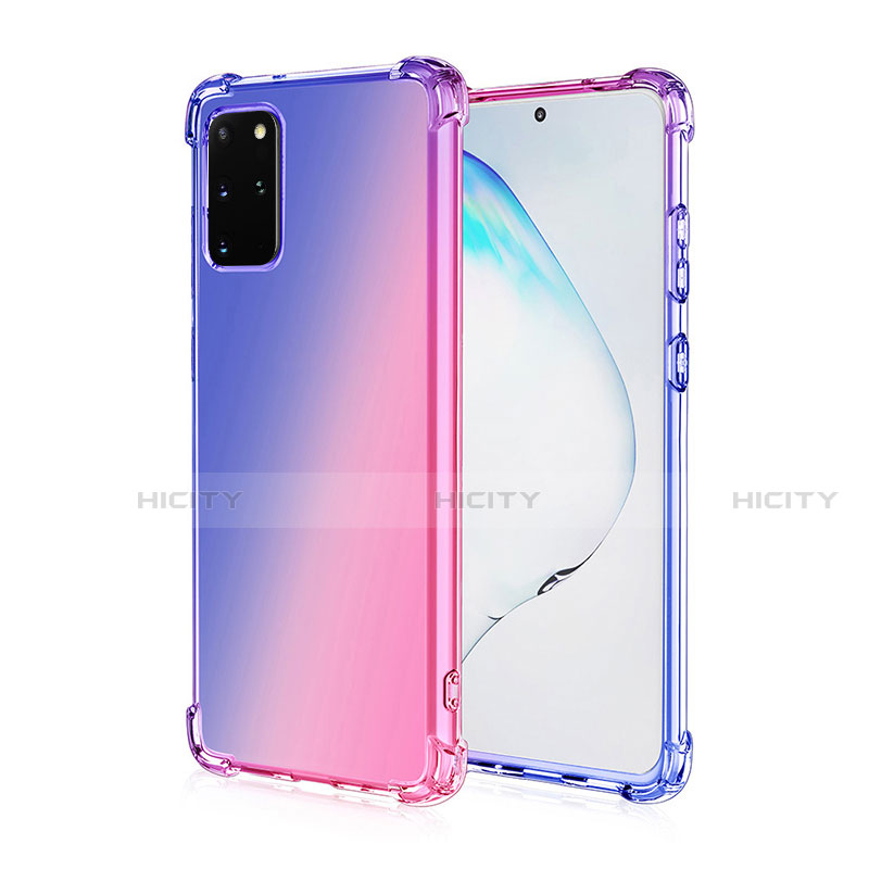 Funda Silicona Ultrafina Carcasa Transparente Gradiente G01 para Samsung Galaxy S20 Plus 5G Oro Rosa