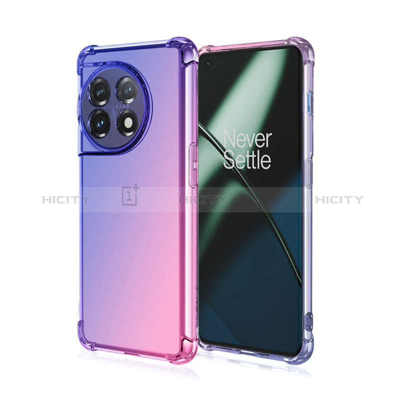 Funda Silicona Ultrafina Carcasa Transparente Gradiente para OnePlus 11R 5G Purpura Claro