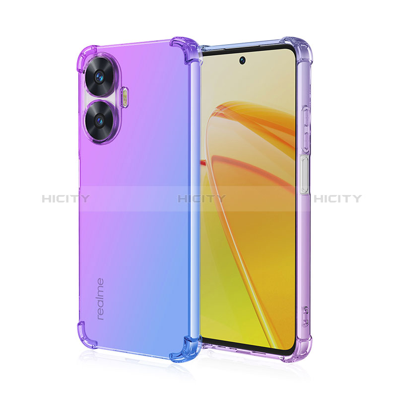 Funda Silicona Ultrafina Carcasa Transparente Gradiente para Realme C55 Purpura Claro