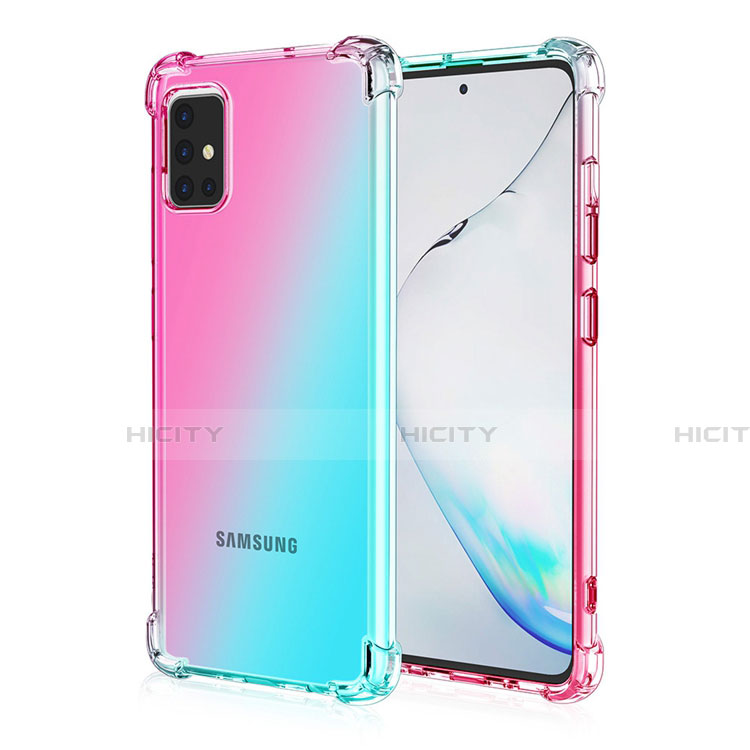 Funda Silicona Ultrafina Carcasa Transparente Gradiente para Samsung Galaxy A51 4G Cian