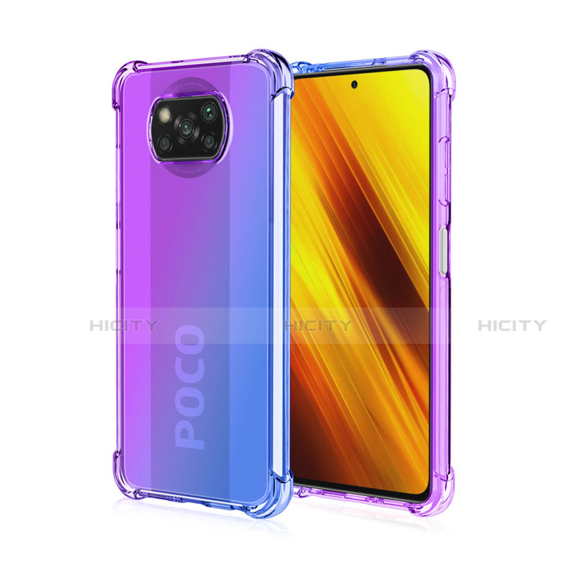 Funda Silicona Ultrafina Carcasa Transparente Gradiente para Xiaomi Poco X3 Morado