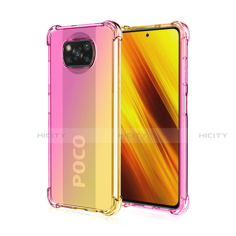 Funda Silicona Ultrafina Carcasa Transparente Gradiente para Xiaomi Poco X3 Pro Rosa