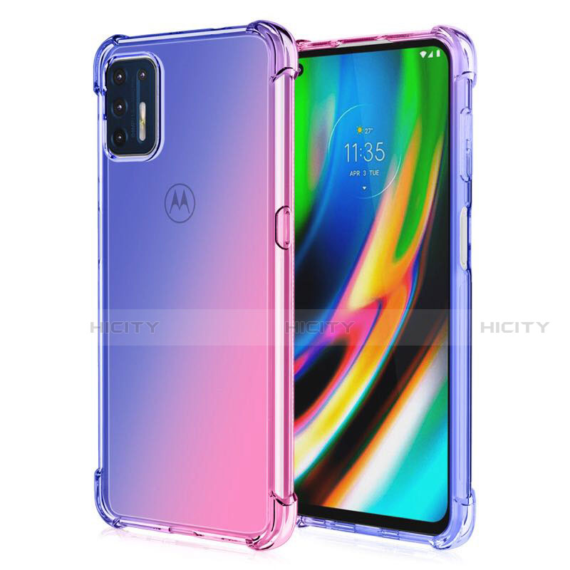 Funda Silicona Ultrafina Carcasa Transparente H01 para Motorola Moto G9 Plus Azul