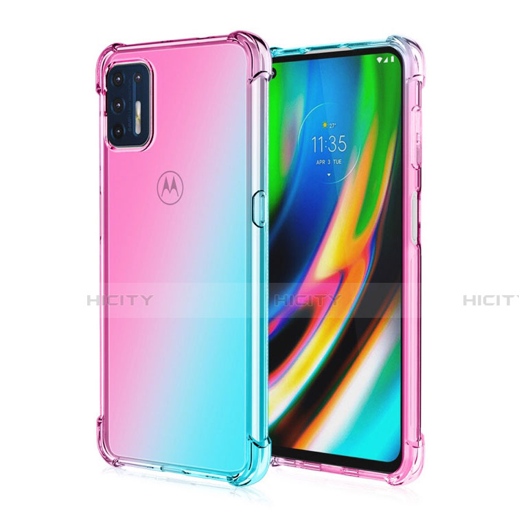 Funda Silicona Ultrafina Carcasa Transparente H01 para Motorola Moto G9 Plus Cian