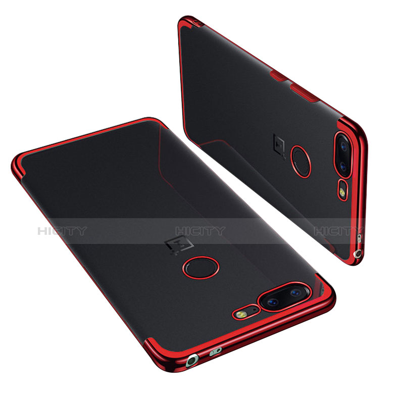 Funda Silicona Ultrafina Carcasa Transparente H01 para OnePlus 5T A5010 Rojo