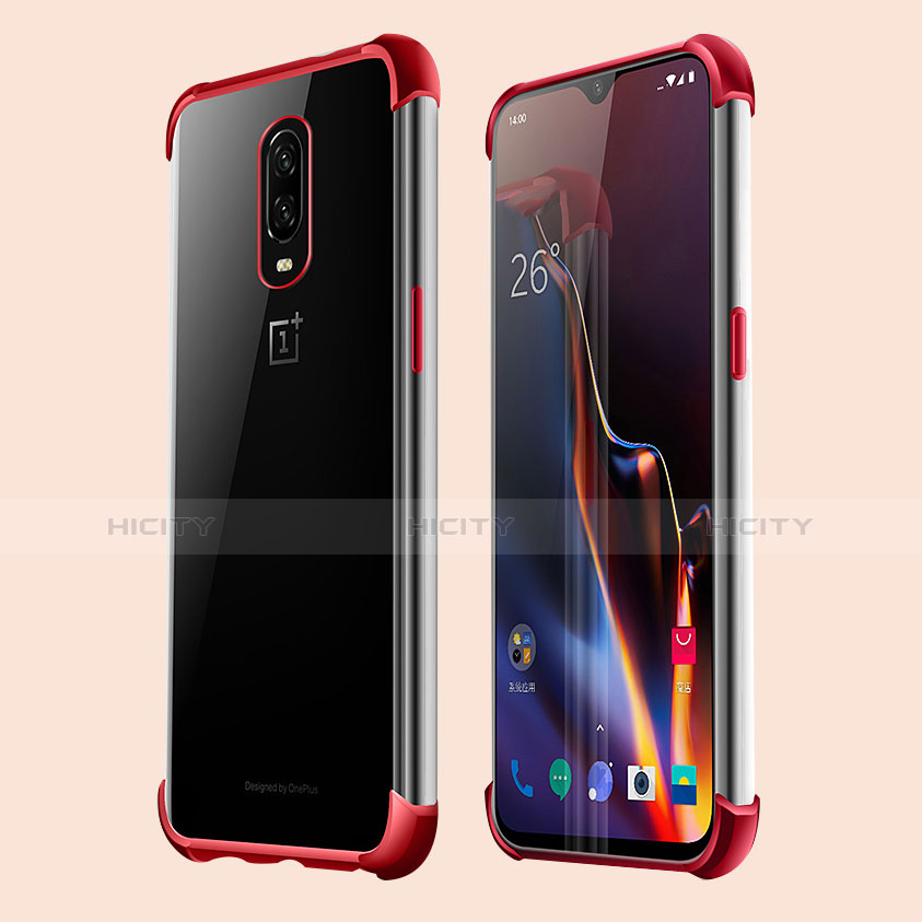 Funda Silicona Ultrafina Carcasa Transparente H01 para OnePlus 6T Rojo