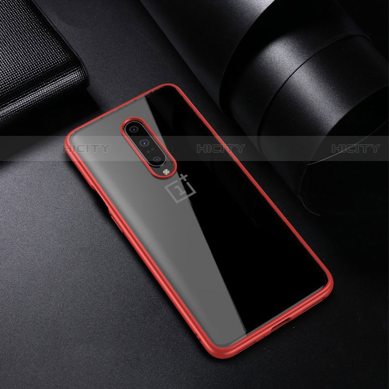 Funda Silicona Ultrafina Carcasa Transparente H01 para OnePlus 7 Pro Rojo