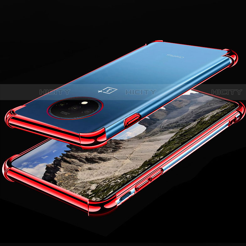 Funda Silicona Ultrafina Carcasa Transparente H01 para OnePlus 7T Rojo