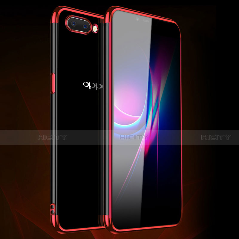 Funda Silicona Ultrafina Carcasa Transparente H01 para Oppo A5 Rojo