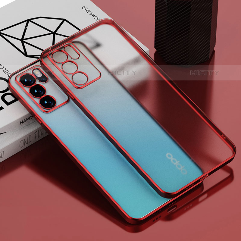 Funda Silicona Ultrafina Carcasa Transparente H01 para Oppo Reno6 5G Rojo