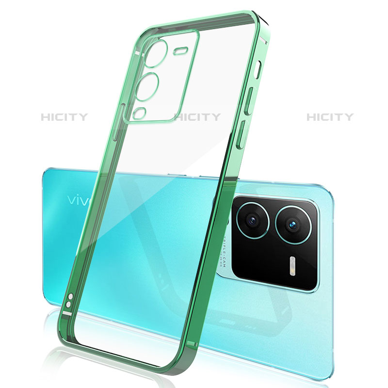 Funda Silicona Ultrafina Carcasa Transparente H01 para Vivo V25 Pro 5G Verde