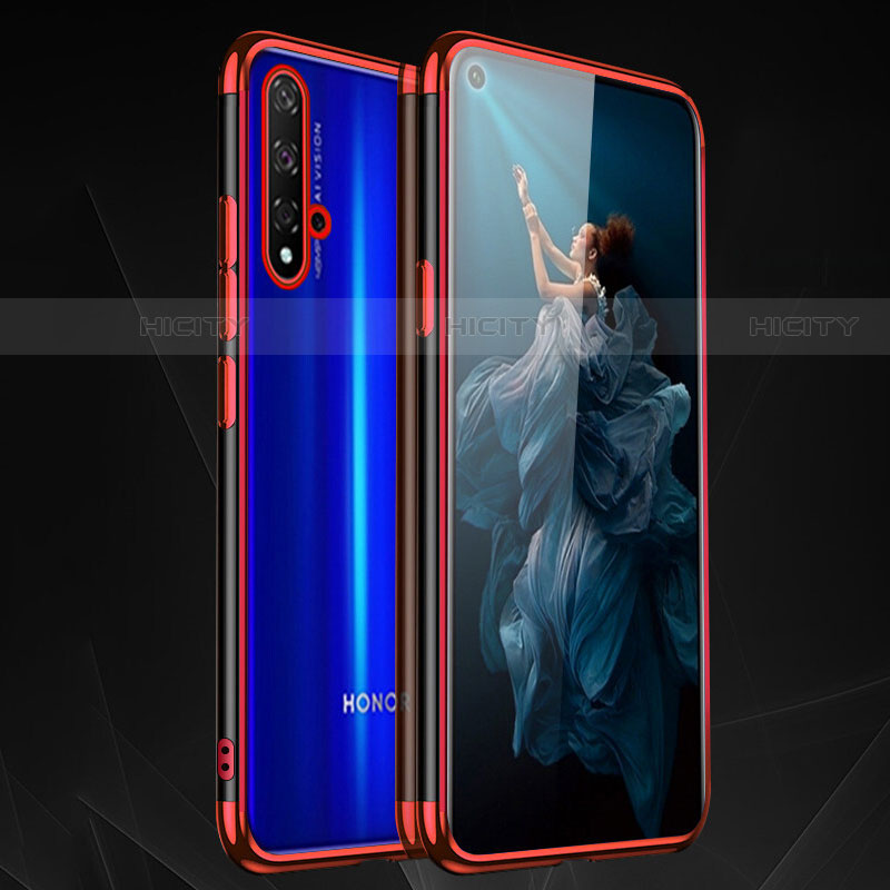 Funda Silicona Ultrafina Carcasa Transparente H02 para Huawei Nova 5T Rojo