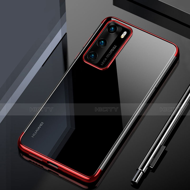 Funda Silicona Ultrafina Carcasa Transparente H02 para Huawei P40 Rojo