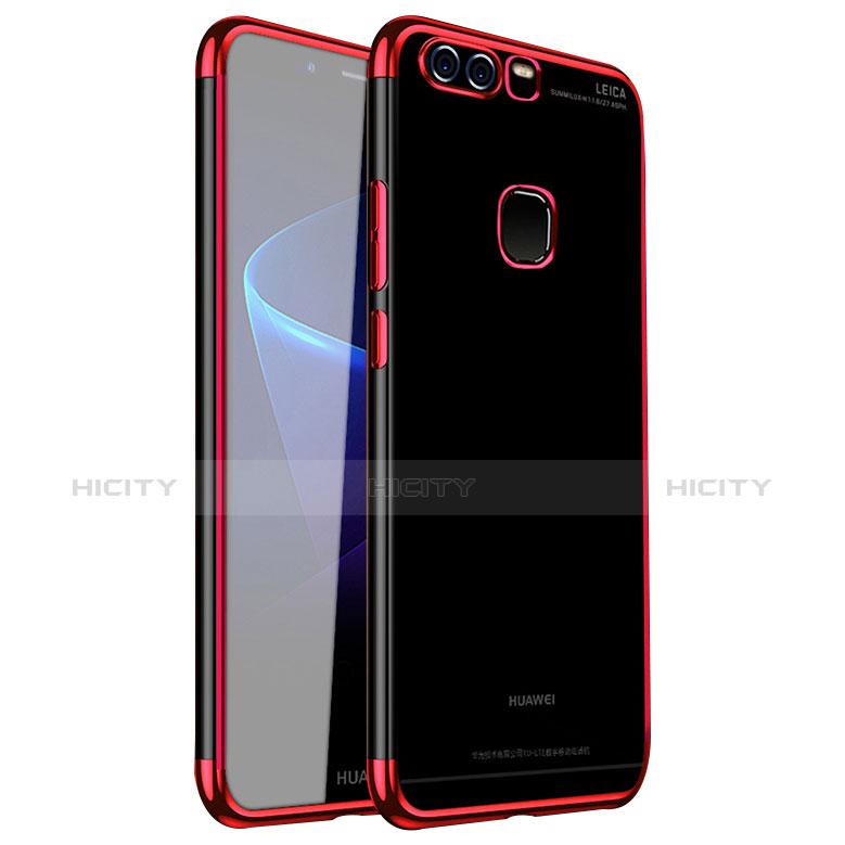 Funda Silicona Ultrafina Carcasa Transparente H02 para Huawei P9 Plus Rojo