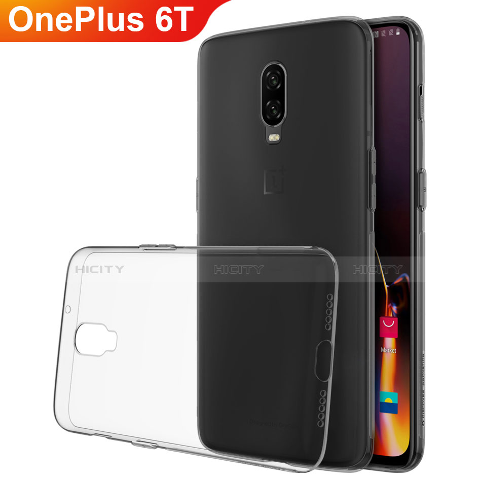 Funda Silicona Ultrafina Carcasa Transparente H02 para OnePlus 6T Gris