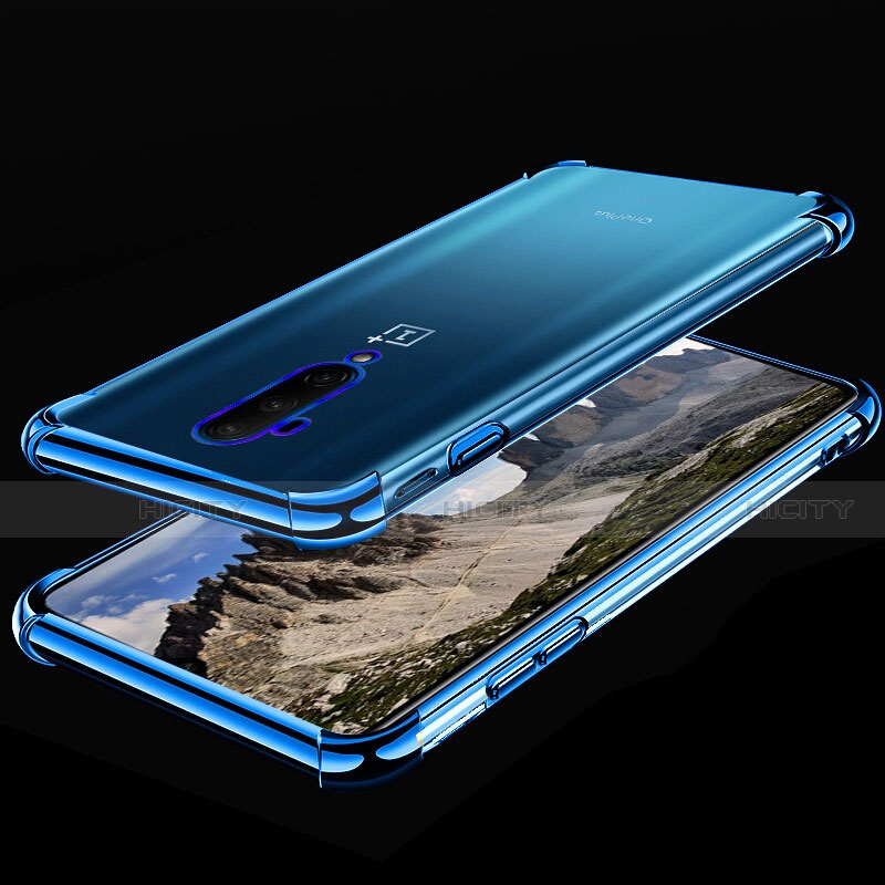 Funda Silicona Ultrafina Carcasa Transparente H02 para OnePlus 7T Pro 5G Azul