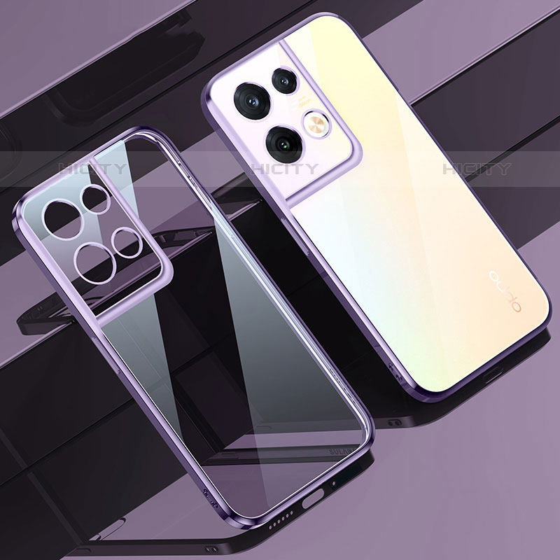 Funda Silicona Ultrafina Carcasa Transparente H02 para Oppo Reno8 Pro 5G Morado