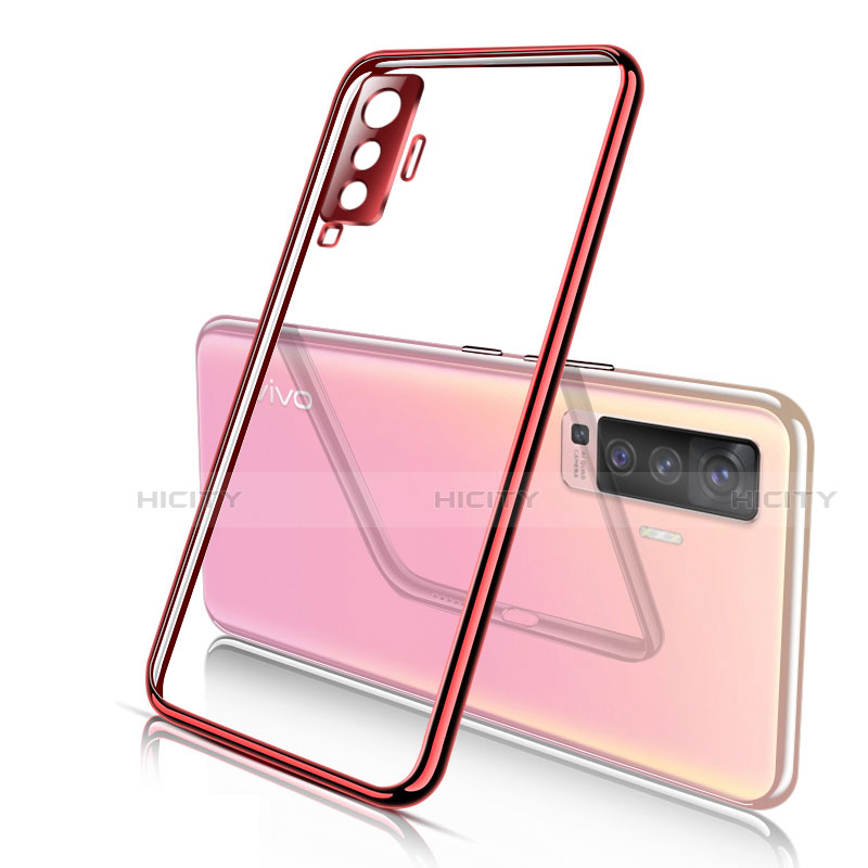 Funda Silicona Ultrafina Carcasa Transparente H02 para Vivo X50 5G Rojo