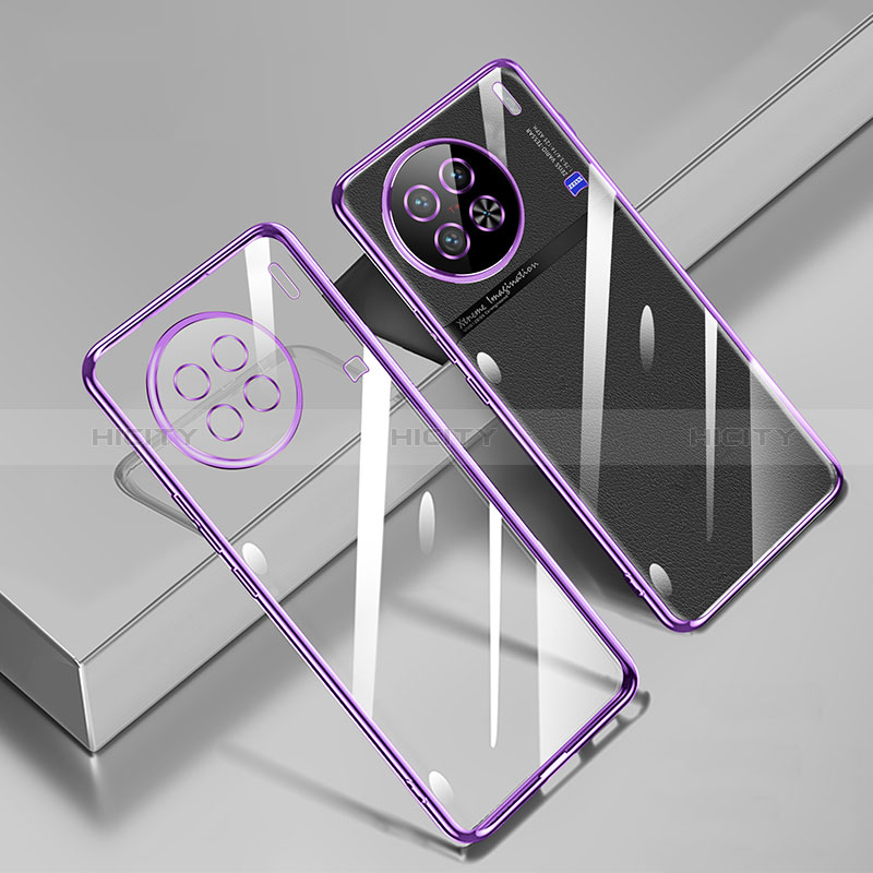 Funda Silicona Ultrafina Carcasa Transparente H02 para Vivo X90 Pro 5G Morado