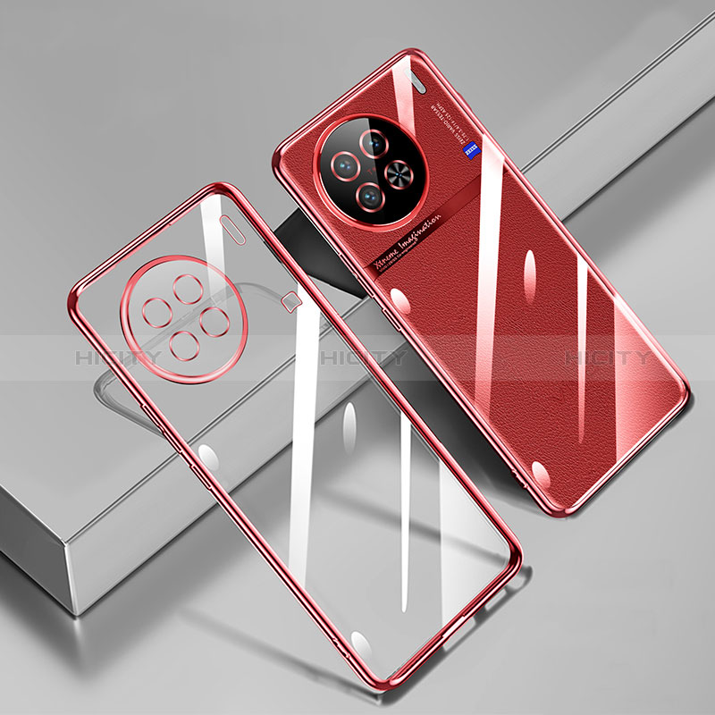 Funda Silicona Ultrafina Carcasa Transparente H02 para Vivo X90 Pro+ Plus 5G Rojo