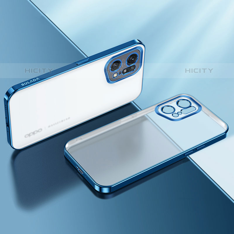 Funda Silicona Ultrafina Carcasa Transparente H03 para Oppo Find X5 Pro 5G Azul