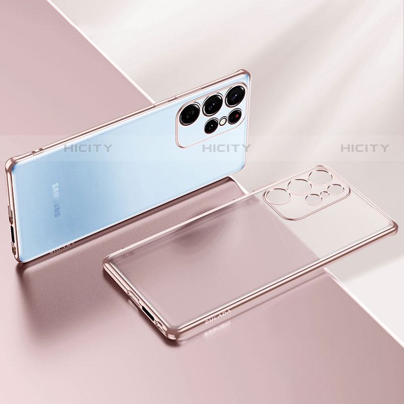 Funda Silicona Ultrafina Carcasa Transparente H03 para Samsung Galaxy S23 Ultra 5G Oro Rosa