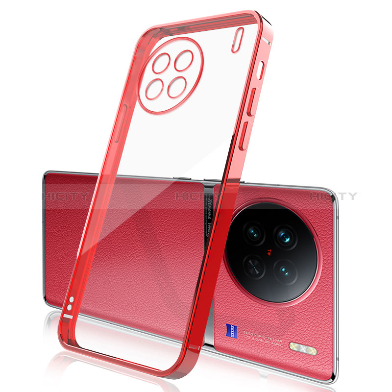 Funda Silicona Ultrafina Carcasa Transparente H03 para Vivo X90 Pro+ Plus 5G Rojo