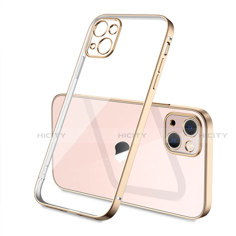 Funda Silicona Ultrafina Carcasa Transparente H04 para Apple iPhone 13 Mini Oro