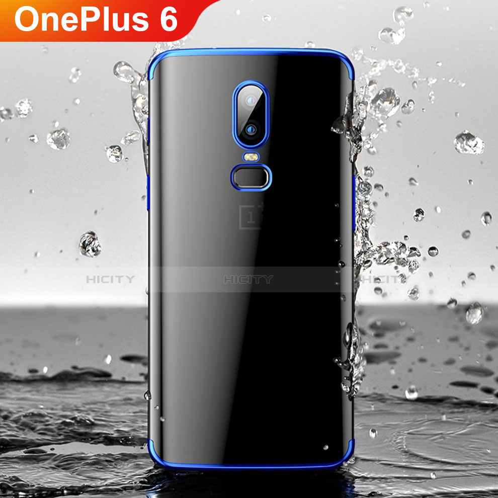 Funda Silicona Ultrafina Carcasa Transparente H04 para OnePlus 6 Azul