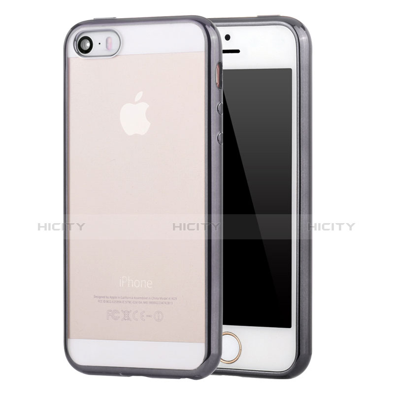 Funda Silicona Ultrafina Carcasa Transparente H05 para Apple iPhone 5 Gris