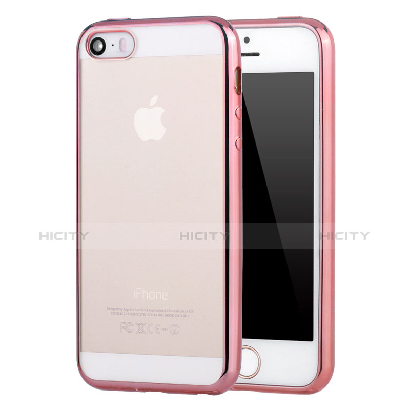 Funda Silicona Ultrafina Carcasa Transparente H05 para Apple iPhone 5 Oro Rosa