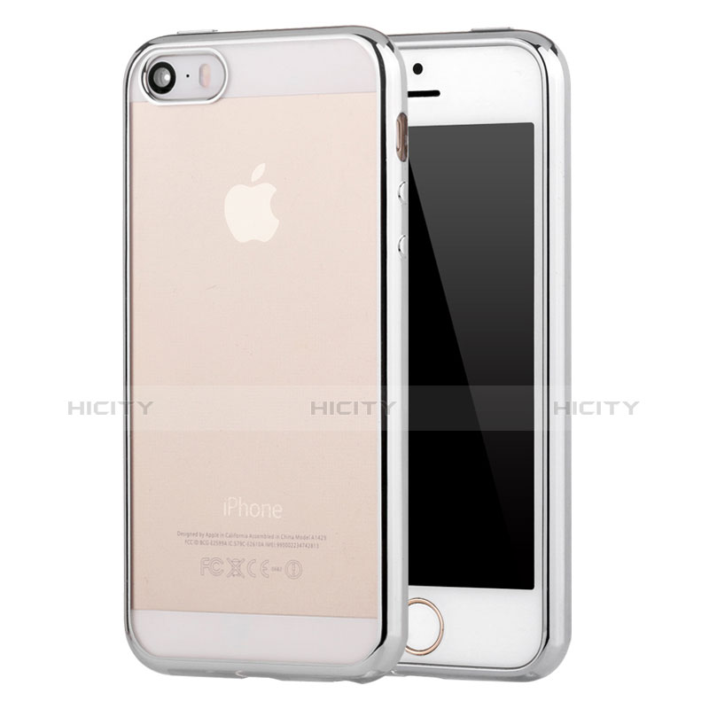 Funda Silicona Ultrafina Carcasa Transparente H05 para Apple iPhone 5 Plata