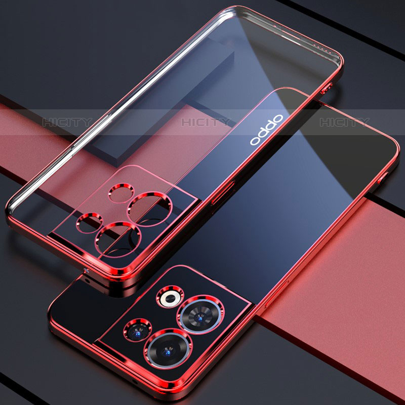 Funda Silicona Ultrafina Carcasa Transparente H05 para Oppo Reno8 5G Rojo