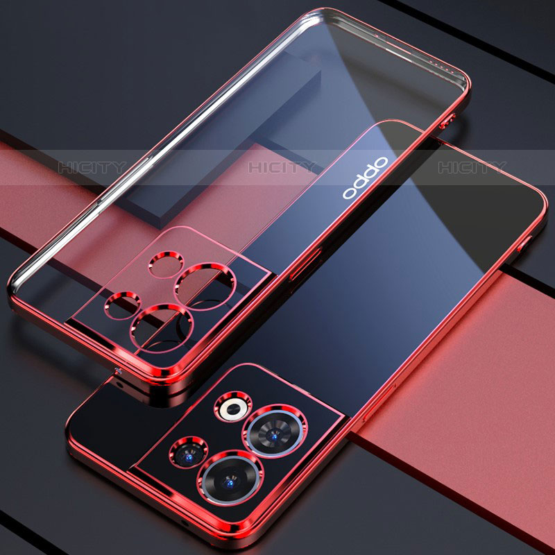 Funda Silicona Ultrafina Carcasa Transparente H05 para Oppo Reno9 Pro 5G Rojo