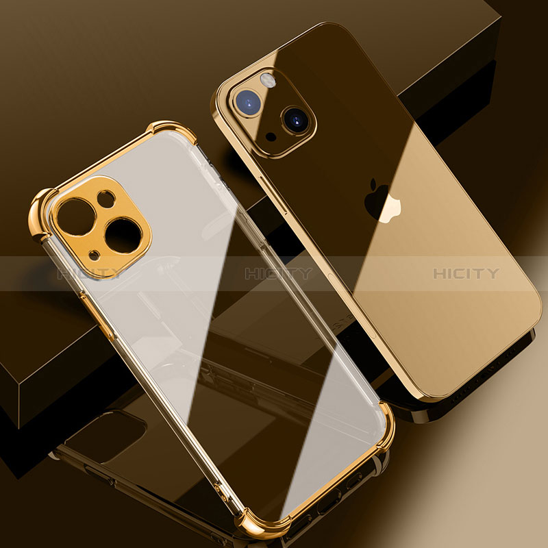 Funda Silicona Ultrafina Carcasa Transparente H06 para Apple iPhone 15 Plus Oro