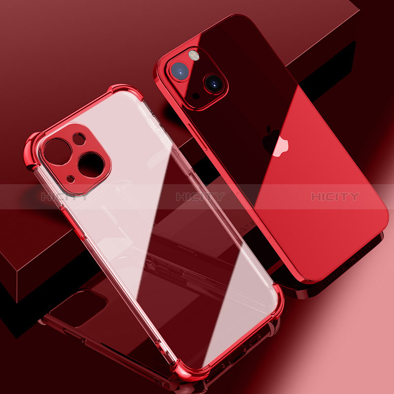 Funda Silicona Ultrafina Carcasa Transparente H06 para Apple iPhone 15 Plus Rojo