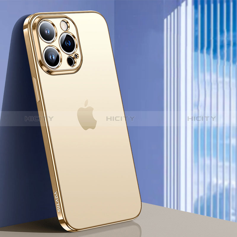 Funda Silicona Ultrafina Carcasa Transparente LD1 para Apple iPhone 14 Pro Max Oro